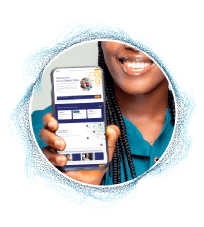 Person holding a mobile device.