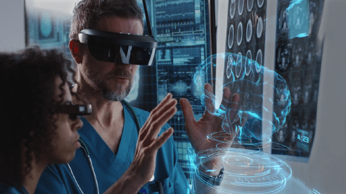 Healthcare professionals using VR.