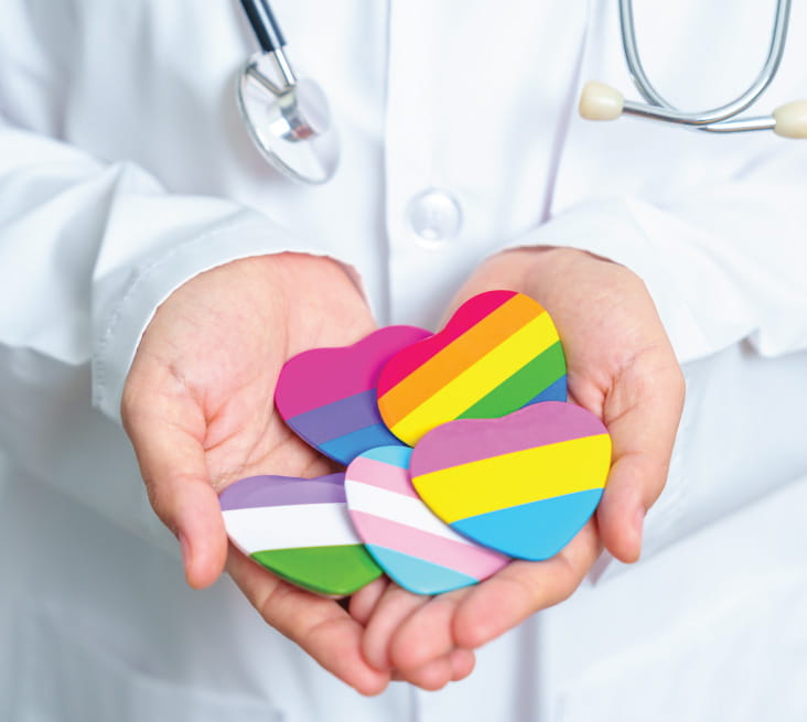 Healthcare provider showcasing inclusivity to LGBTQIA+ patients.