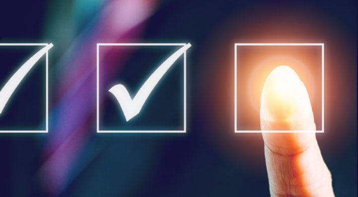 A lab technician in gloves holds a flask, surrounded by scientific equipment and an overlay featuring 'AI' and tech elements.