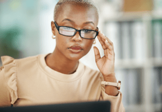 A person looking at a screen.