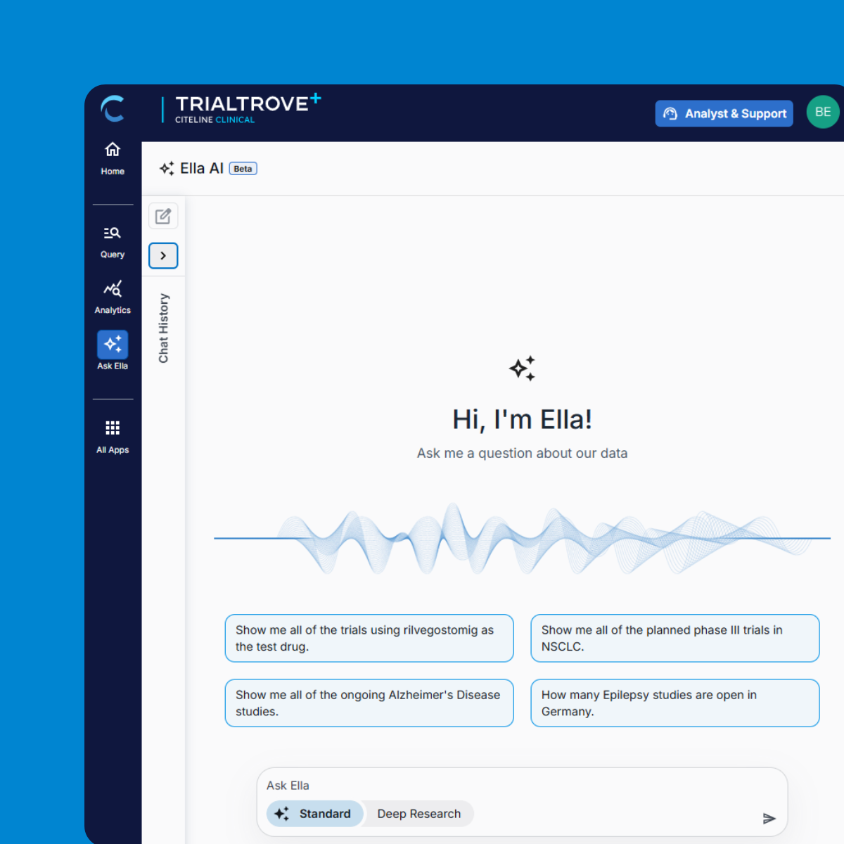 Trialtrove dashboard.
