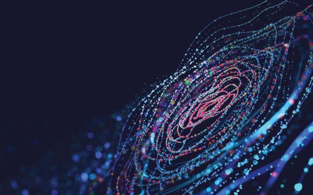 Digital neural network against a blue background.