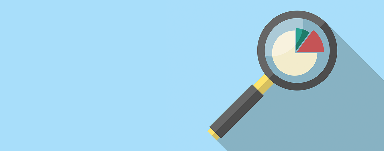 Magnifying glass pie chart data examination transparency