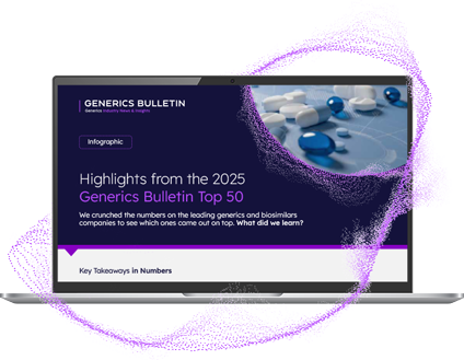 PDF preview of the Generics Bulletin Top 50 infographic available for download.