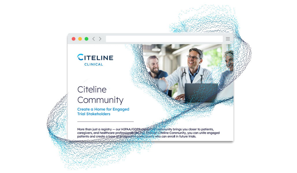 PDF preview of the Citeline Community product information flyer available for download.