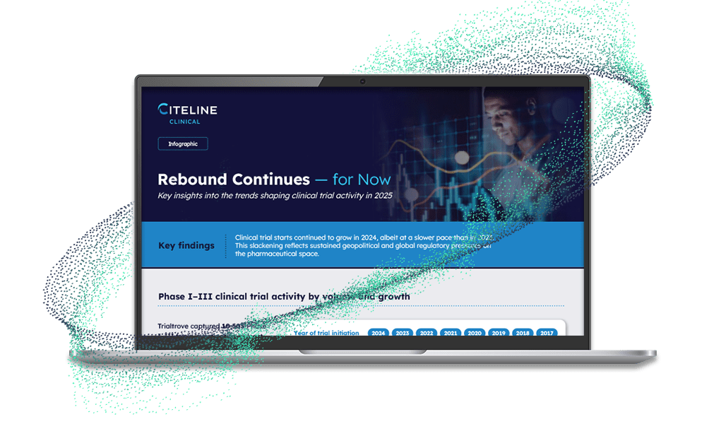 PDF preview of the Annual Clinical Trials Roundup 2025 Edition infographic, available for download.