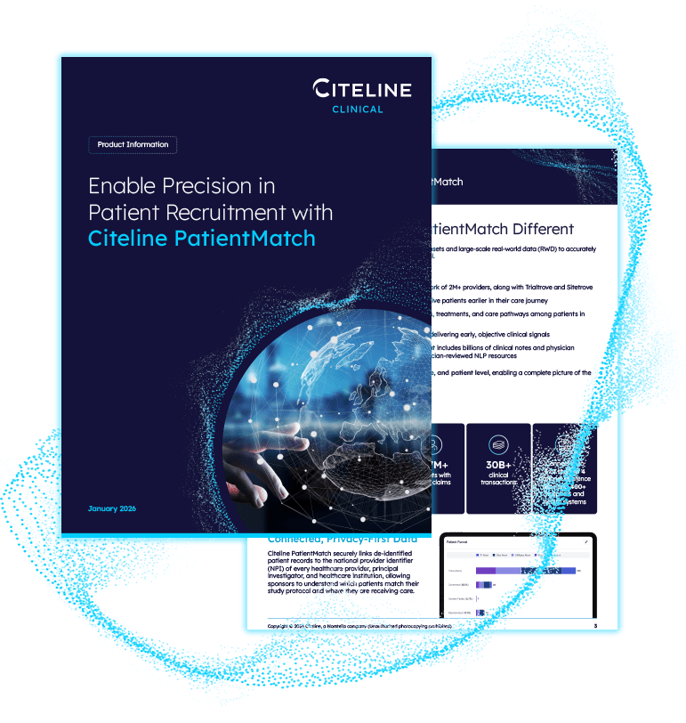 PDF preview of the Enable Precision in Patient Recruitment with Citeline PatientMatch product information, available for download.
