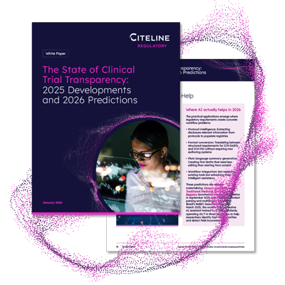 PDF preview of The State of Clinical Trial Transparency: 2025 Developments and 2026 Predictions white paper, available for download.