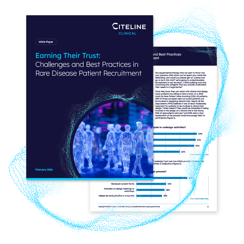 PDF preview of Earning Their Trust:  Challenges and Best Practices in Rare Disease Patient Recruitment white paper, available for download.