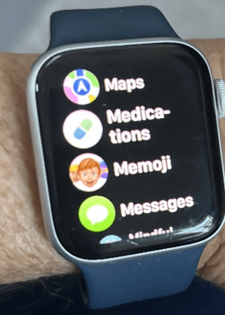 An image of an Apple Watch on a person's wrist.